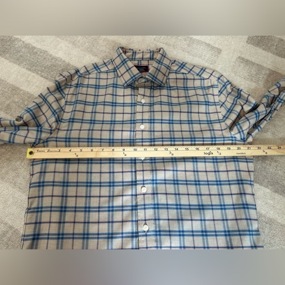 UNTUCKit Men’s Avesso Regular Fit Plaid Tan Button Down Shirt (Size S) - Picture 7 of 8
